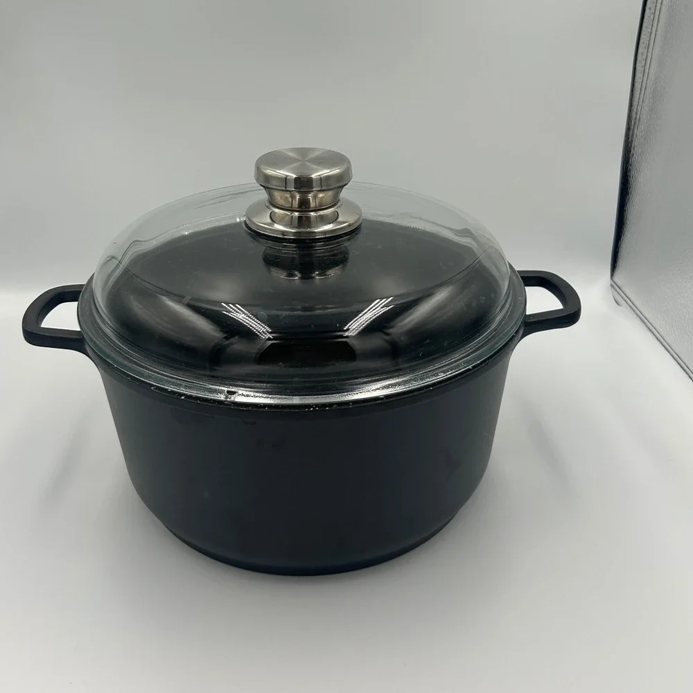 BergHOFF Black Speckled Nonstick Stockpot Dutch Oven with‎ Glass Lid 4.4qt 10in